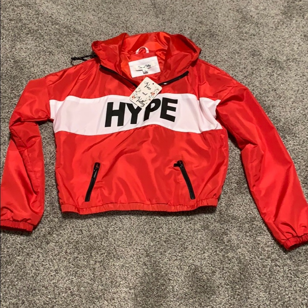 Red and White Jacket with Hood